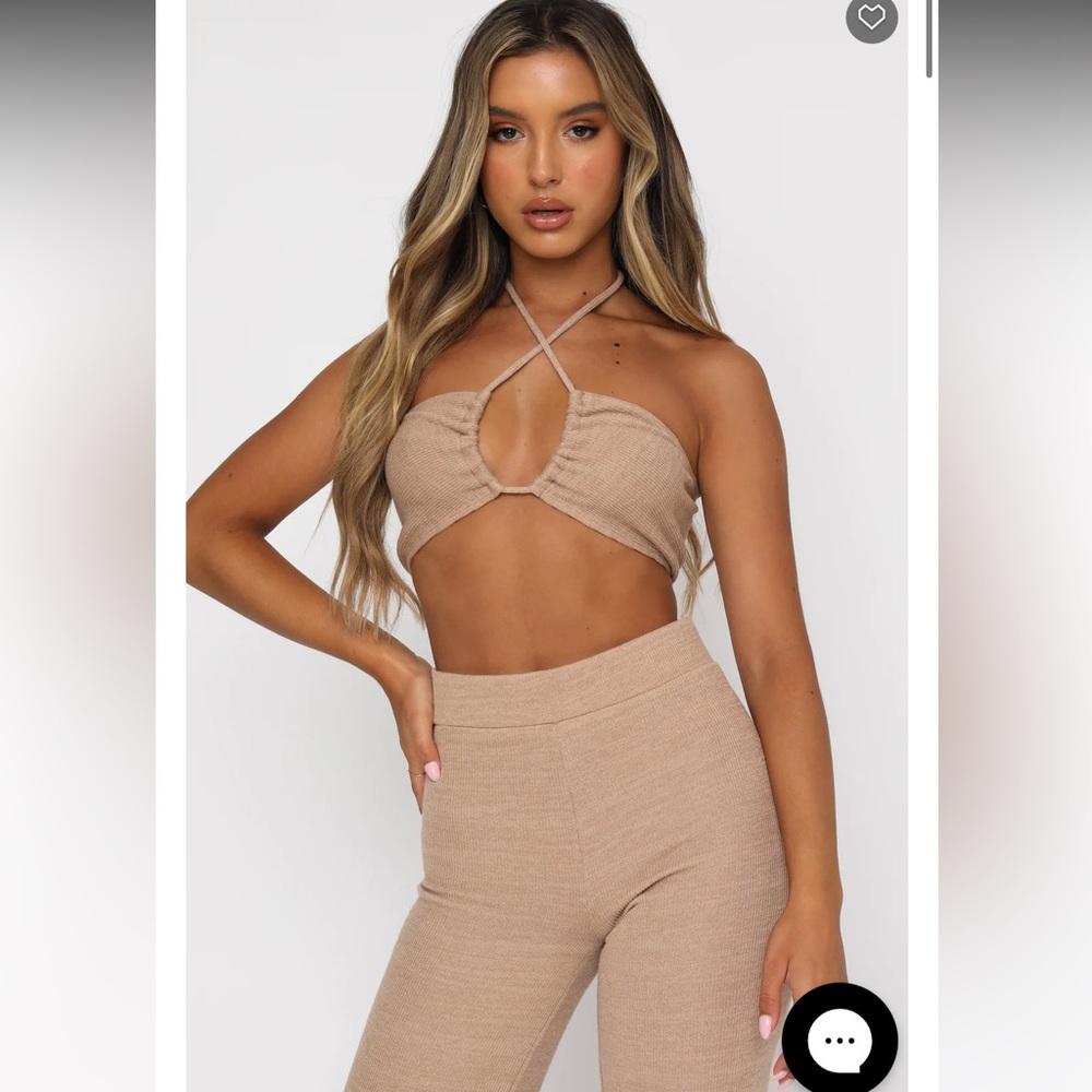 White fox strapless top